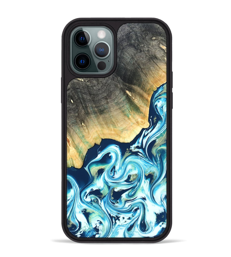 iPhone 12 Pro Max Wood Phone Case - Syreeta (Blue, 822279)