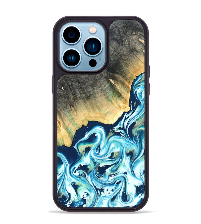 iPhone 14 Pro Max Wood Phone Case - Syreeta (Blue, 822279)