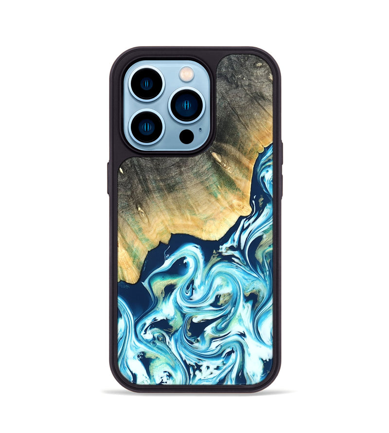 iPhone 14 Pro Wood Phone Case - Syreeta (Blue, 822279)