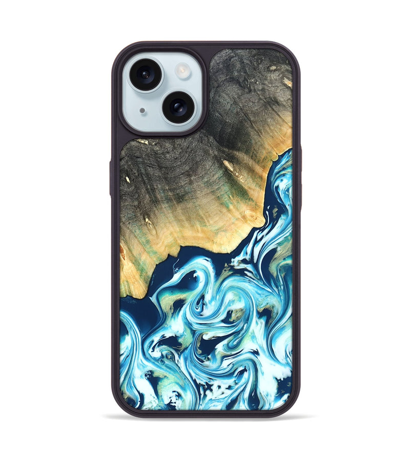 iPhone 15 Wood Phone Case - Syreeta (Blue, 822279)