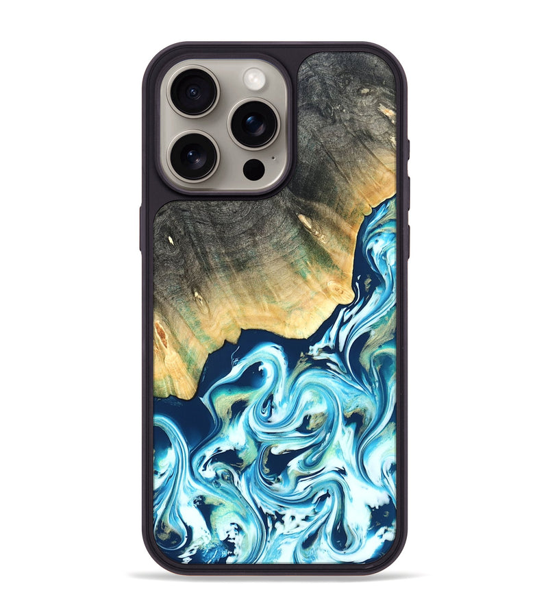 iPhone 15 Pro Max Wood Phone Case - Syreeta (Blue, 822279)