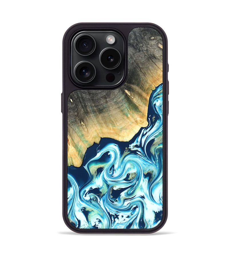 iPhone 15 Pro Wood Phone Case - Syreeta (Blue, 822279)