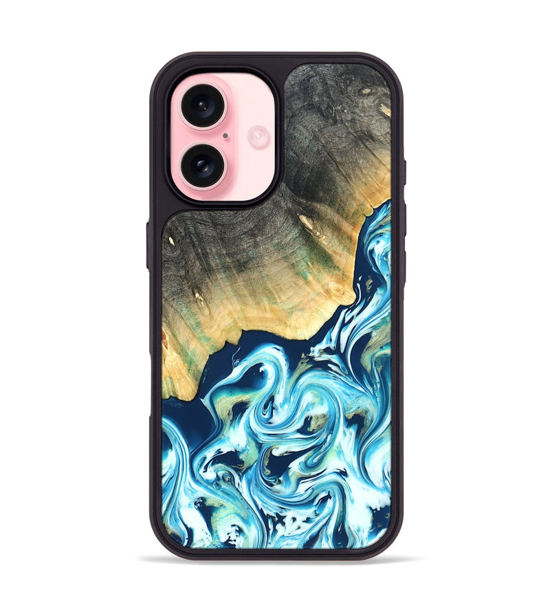 iPhone 16 Wood Phone Case - Syreeta (Blue, 822279)