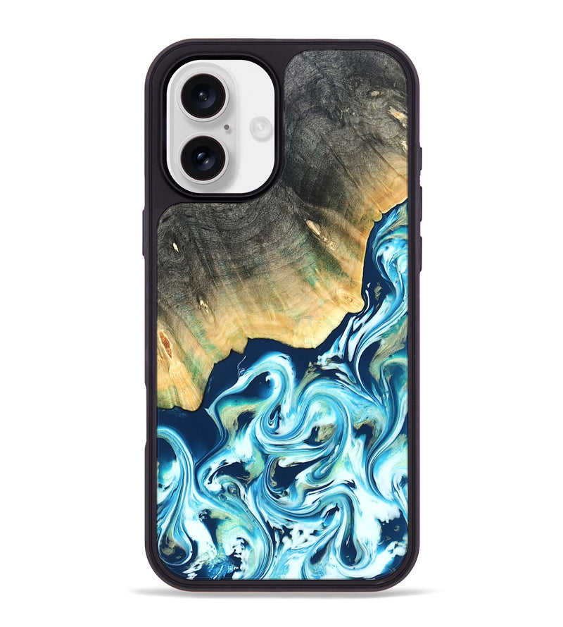 iPhone 16 Plus Wood Phone Case - Syreeta (Blue, 822279)