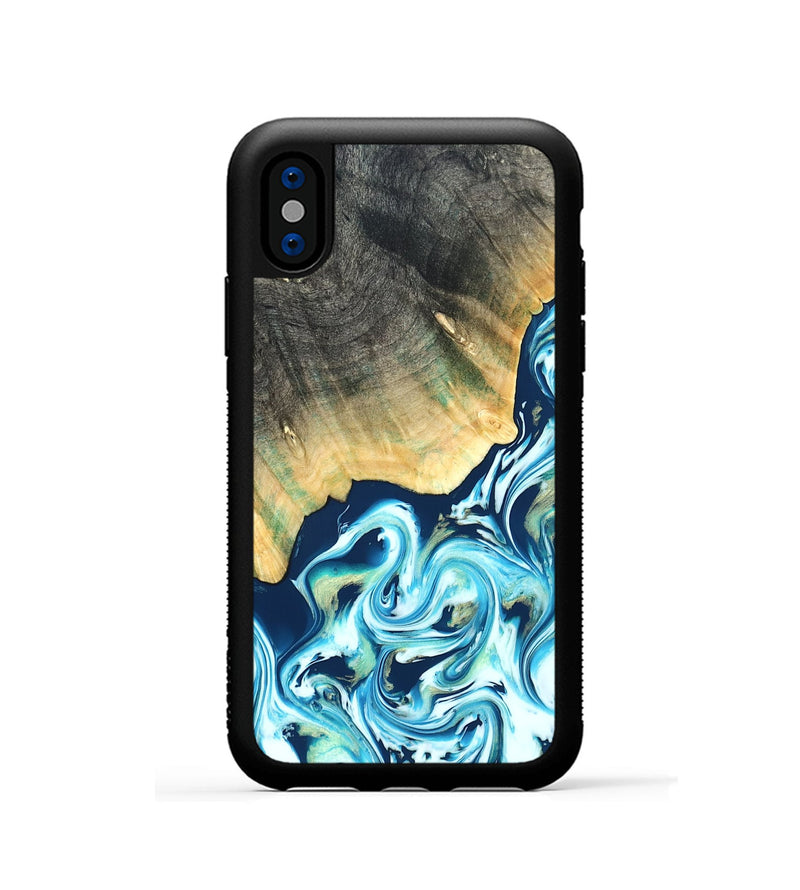 iPhone Xs Wood Phone Case - Syreeta (Blue, 822279)