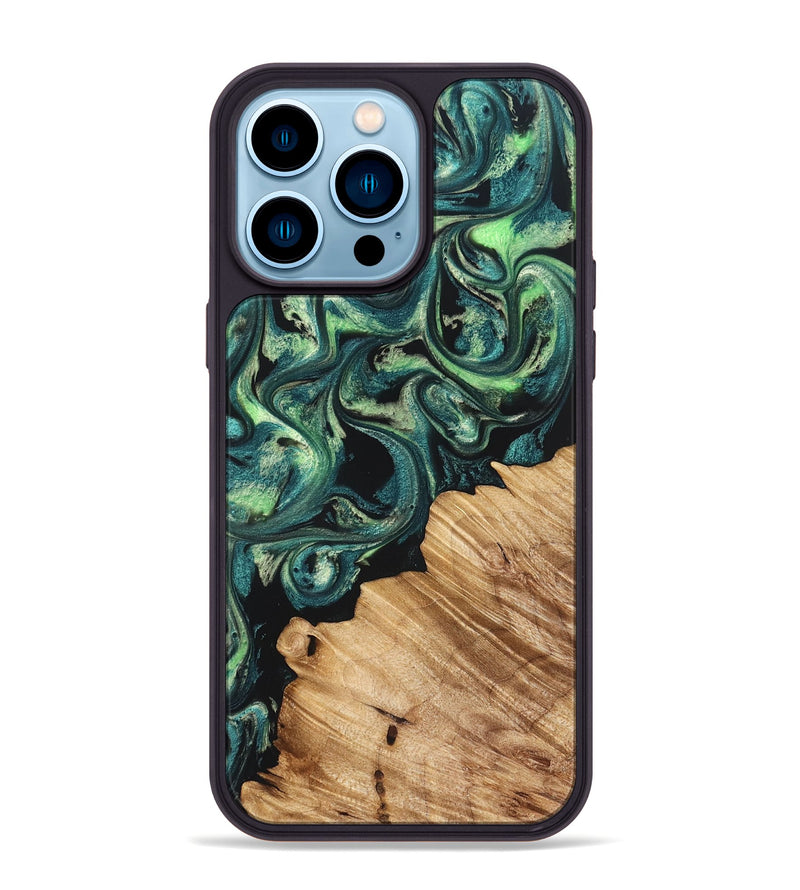 iPhone 14 Pro Max Wood Phone Case - Mariel (Green, 822280)