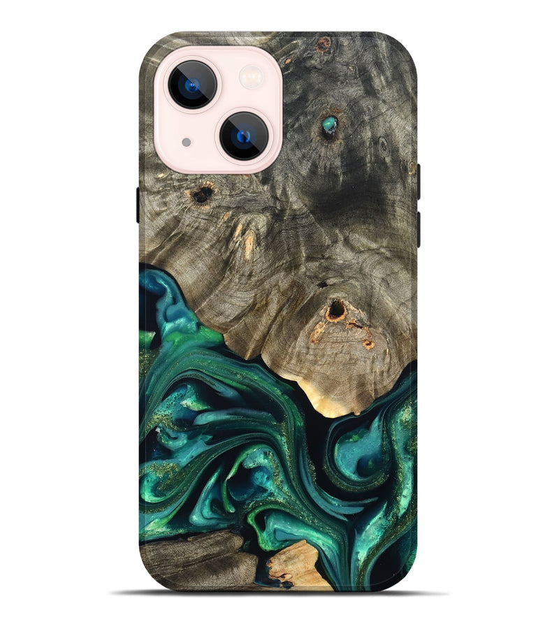 iPhone 14 Plus Wood Live Edge Phone Case - Marcy (Green, 822296)
