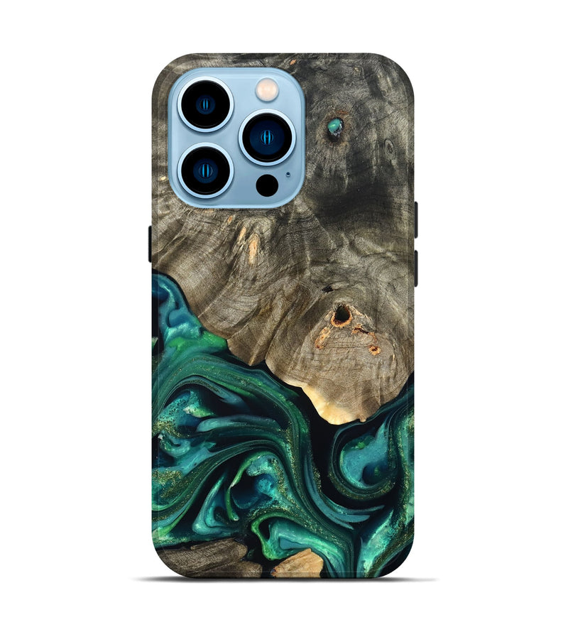 iPhone 14 Pro Wood Live Edge Phone Case - Marcy (Green, 822296)