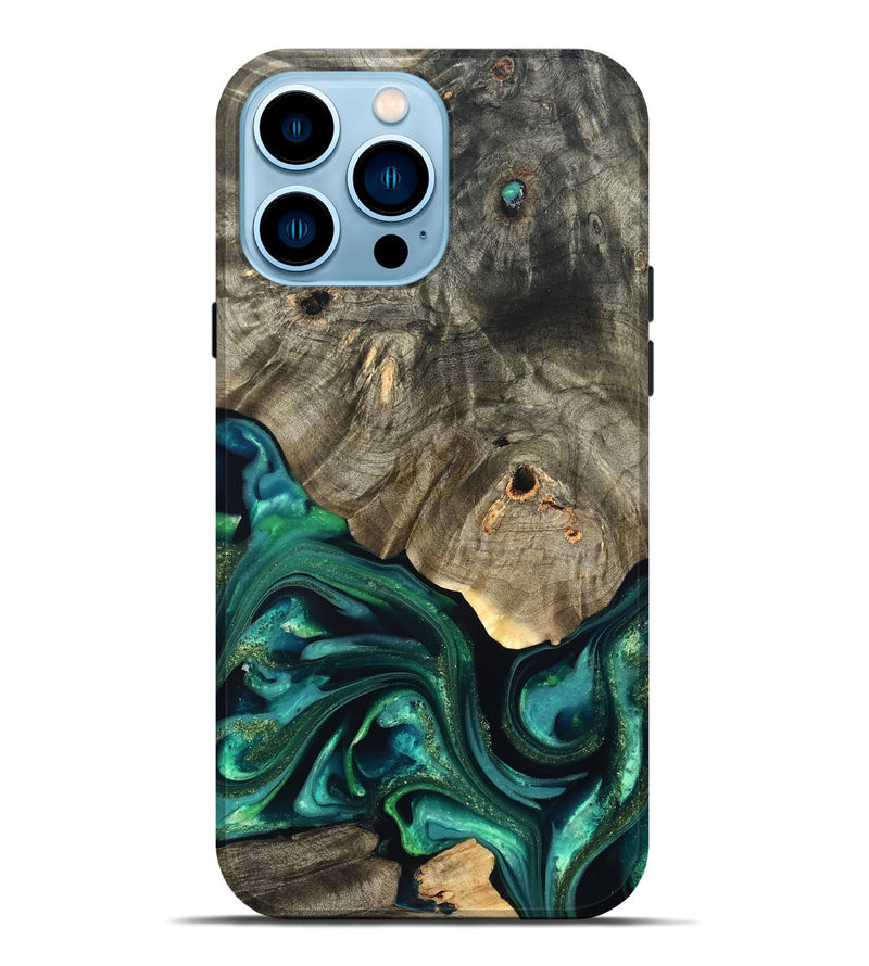 iPhone 14 Pro Max Wood Live Edge Phone Case - Marcy (Green, 822296)