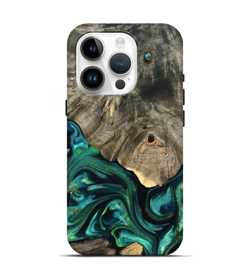 iPhone 15 Pro Wood Live Edge Phone Case - Marcy (Green, 822296)