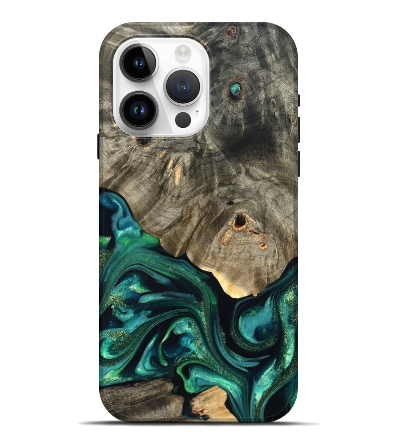 iPhone 15 Pro Max Wood Live Edge Phone Case - Marcy (Green, 822296)