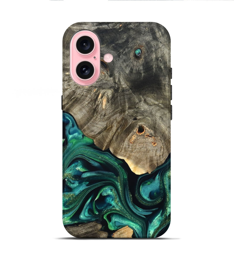iPhone 16 Wood Live Edge Phone Case - Marcy (Green, 822296)