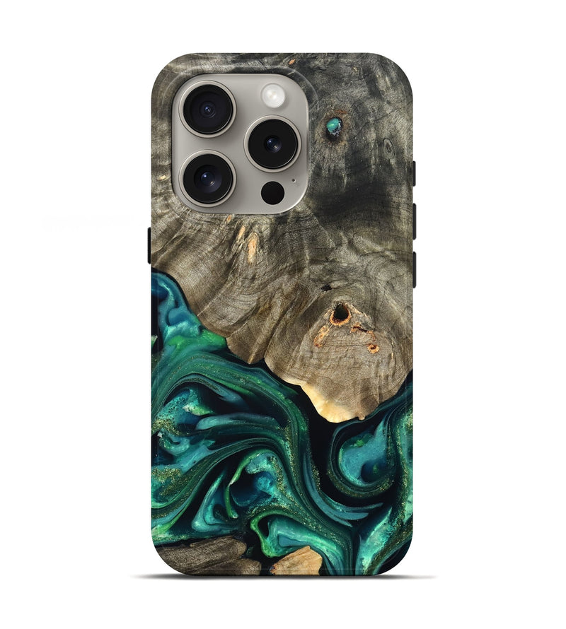 iPhone 16 Pro Wood Live Edge Phone Case - Marcy (Green, 822296)
