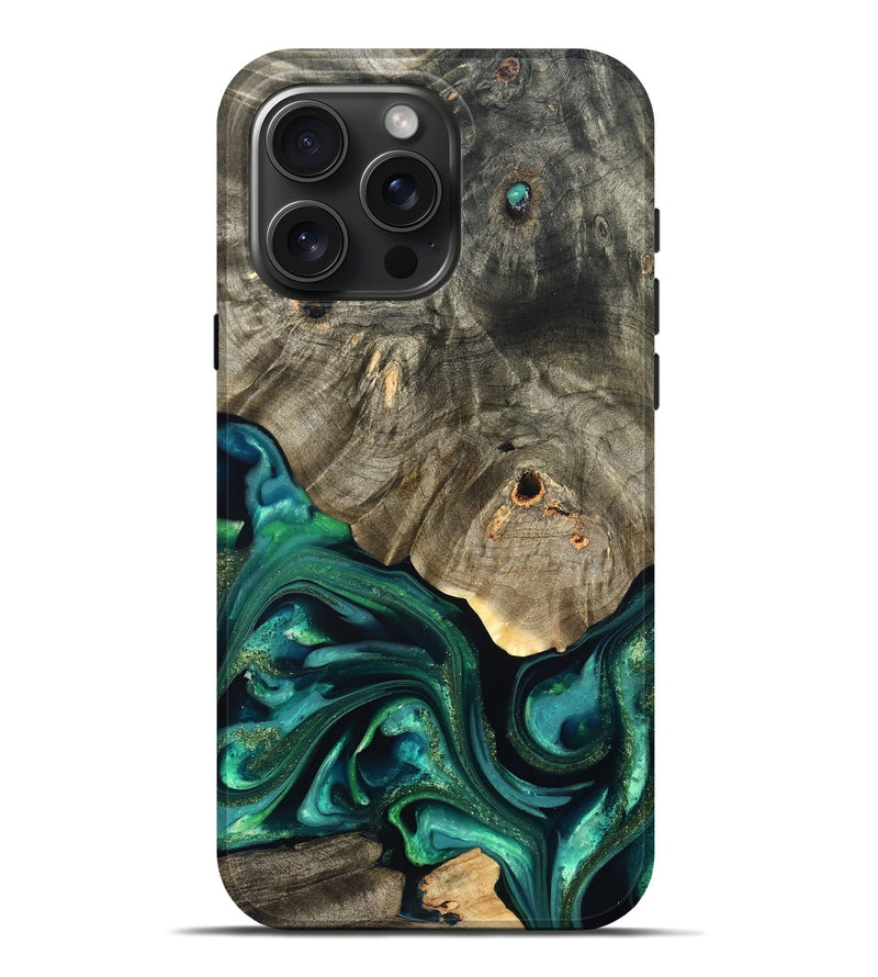 iPhone 16 Pro Max Wood Live Edge Phone Case - Marcy (Green, 822296)