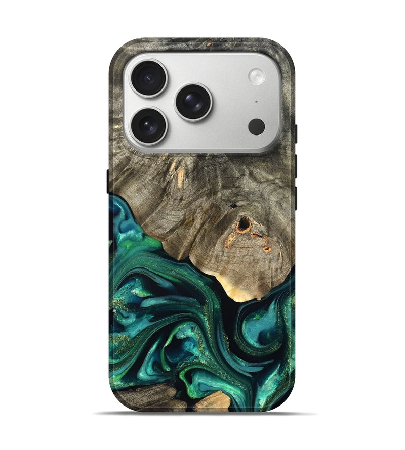 iPhone 17 Pro Wood Live Edge Phone Case - Marcy (Green, 822296)