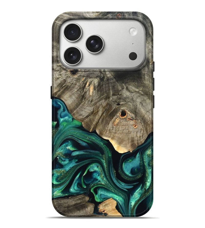 iPhone 17 Pro Max Wood Live Edge Phone Case - Marcy (Green, 822296)