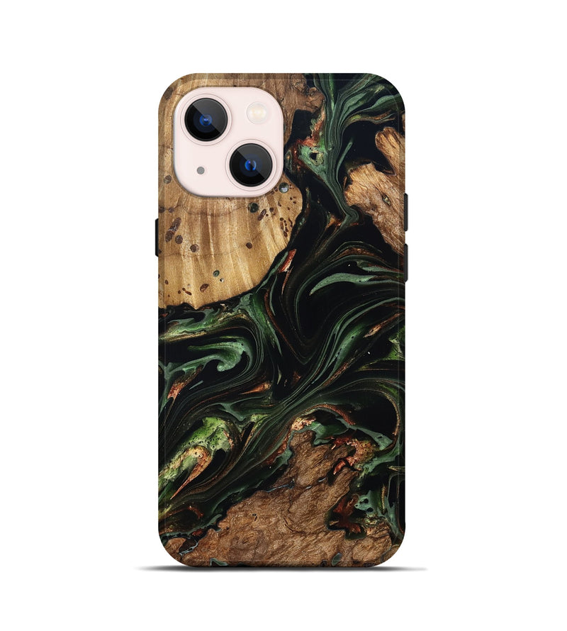 iPhone 13 mini Wood Live Edge Phone Case - Benson (Green, 822297)
