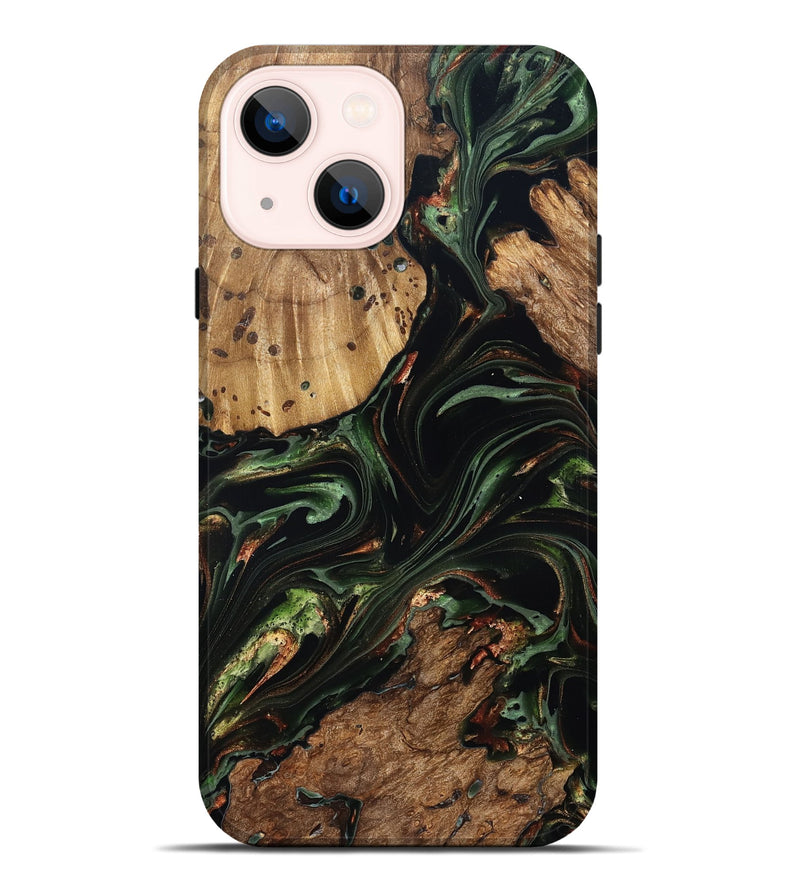 iPhone 14 Plus Wood Live Edge Phone Case - Benson (Green, 822297)