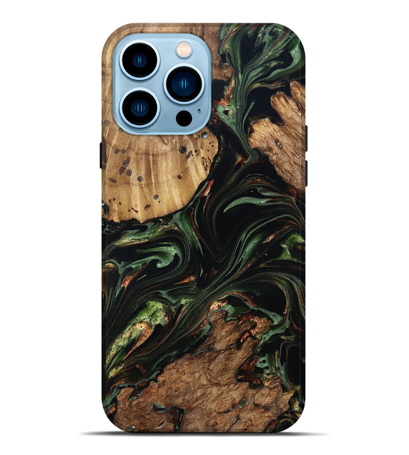 iPhone 14 Pro Max Wood Live Edge Phone Case - Benson (Green, 822297)