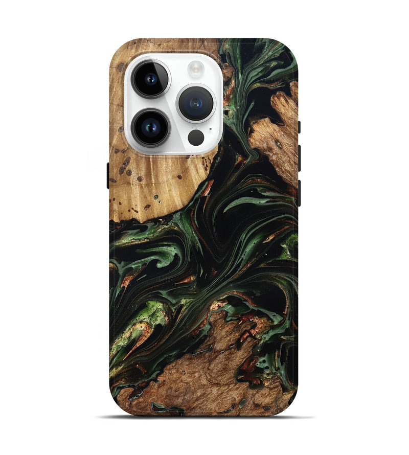 iPhone 15 Pro Wood Live Edge Phone Case - Benson (Green, 822297)