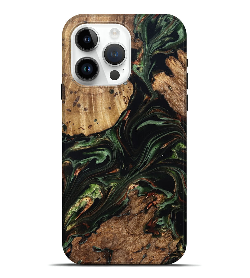 iPhone 15 Pro Max Wood Live Edge Phone Case - Benson (Green, 822297)