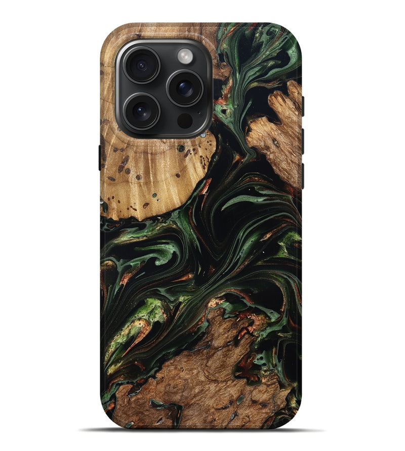iPhone 16 Pro Max Wood Live Edge Phone Case - Benson (Green, 822297)