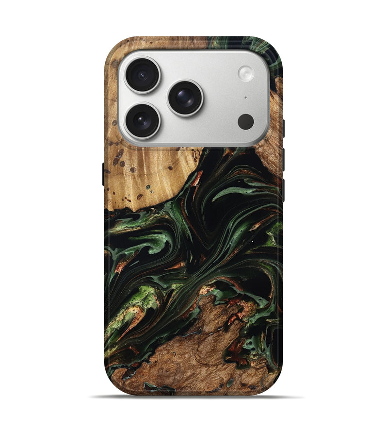 iPhone 17 Pro Wood Live Edge Phone Case - Benson (Green, 822297)