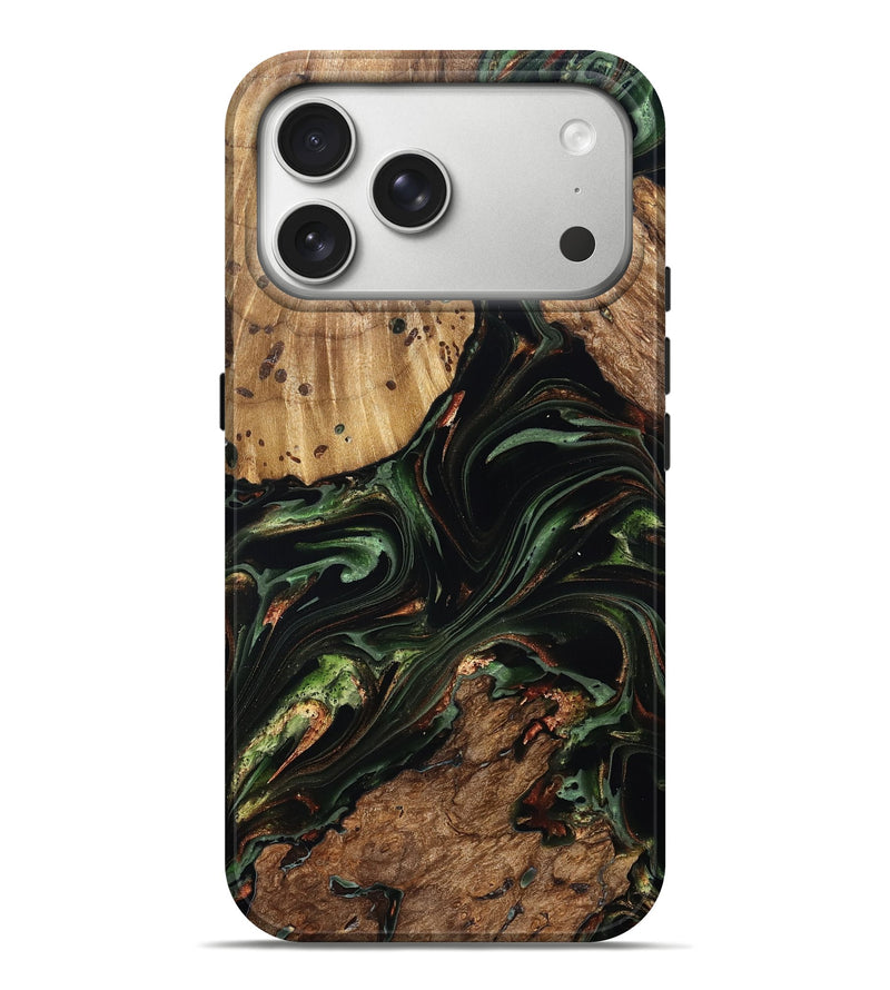 iPhone 17 Pro Max Wood Live Edge Phone Case - Benson (Green, 822297)