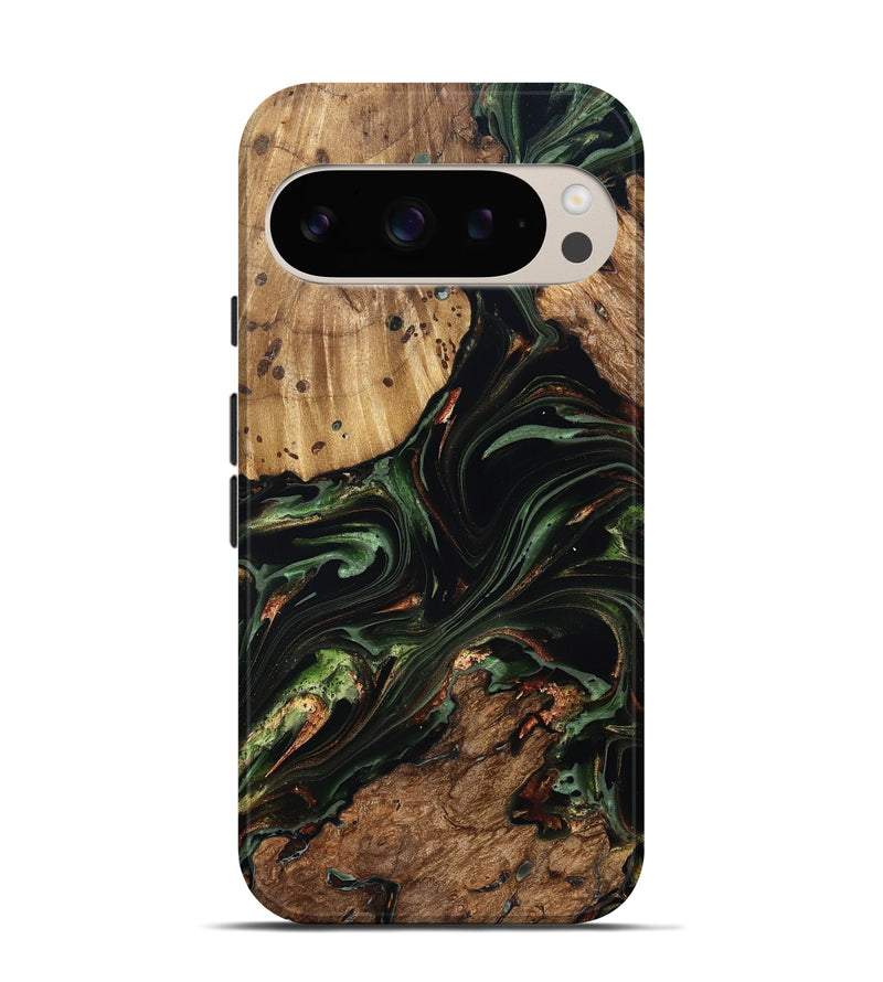 Pixel 9 Wood Live Edge Phone Case - Benson (Green, 822297)