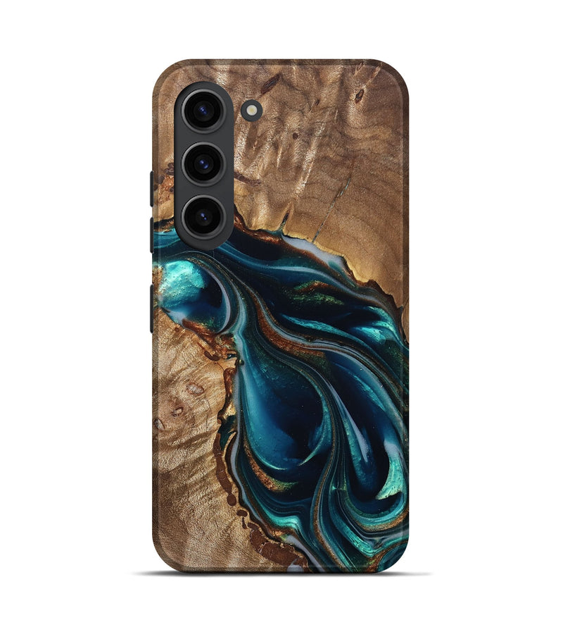 Galaxy S23 Wood Live Edge Phone Case - Melisa (Teal & Gold, 822300)