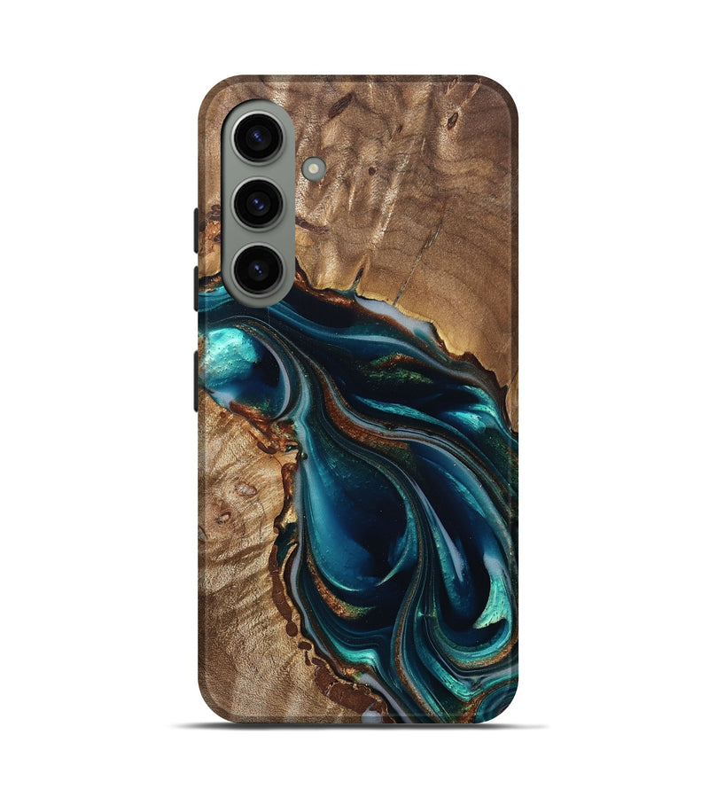 Galaxy S24 Wood Live Edge Phone Case - Melisa (Teal & Gold, 822300)