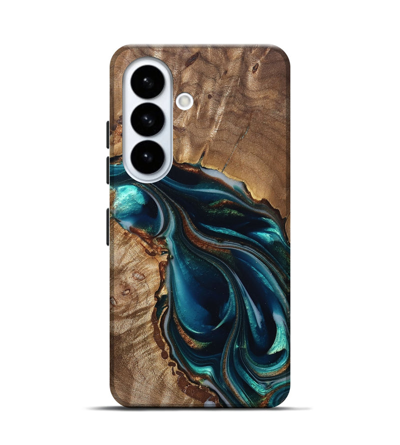 Galaxy S26 Wood Live Edge Phone Case - Melisa (Teal & Gold, 822300)