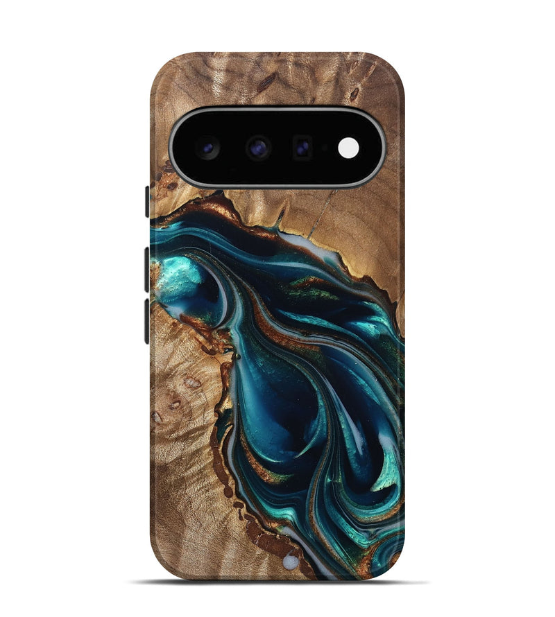 Pixel 11 Wood Live Edge Phone Case - Melisa (Teal & Gold, 822300)