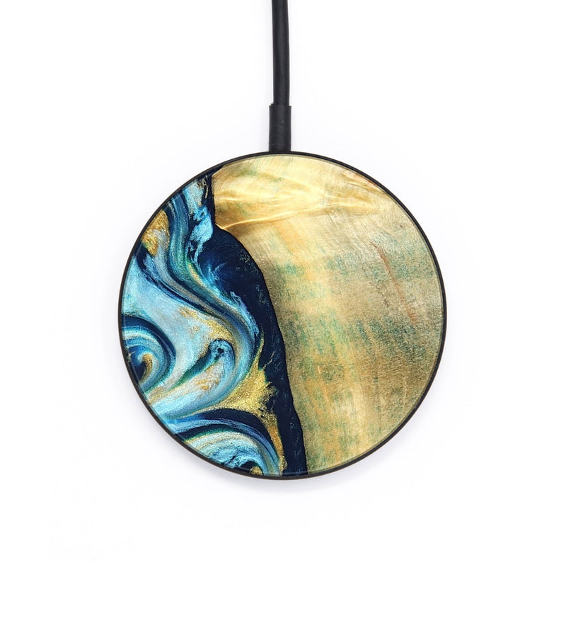 Circle Wood Wireless Charger - Orval (Teal & Gold, 822322)