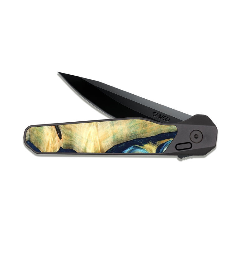 EDC Dark Slate Wood Pocket Knife - Orval (Teal & Gold, 822322)