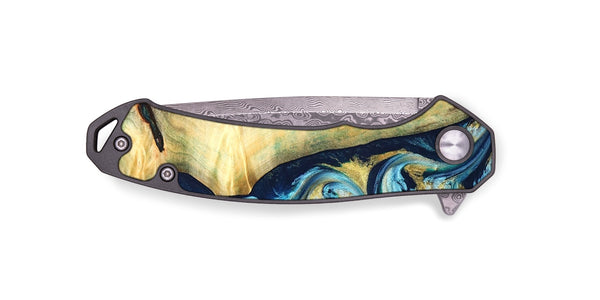 EDC Wood Pocket Knife - Orval (Teal & Gold, 822322)