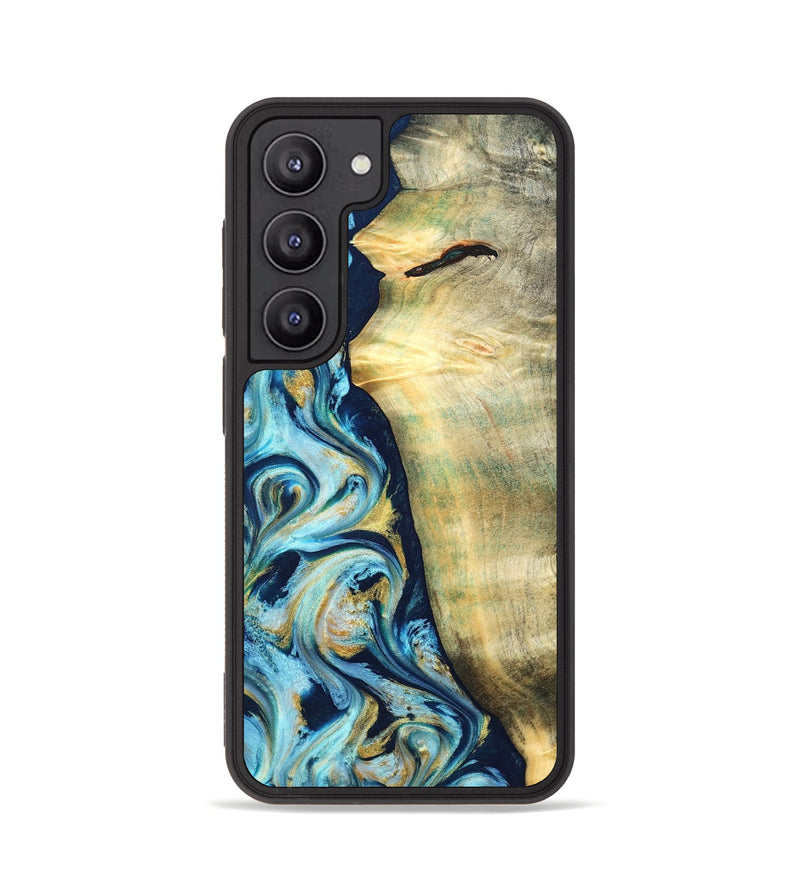 Galaxy S23 Wood Phone Case - Orval (Teal & Gold, 822322)
