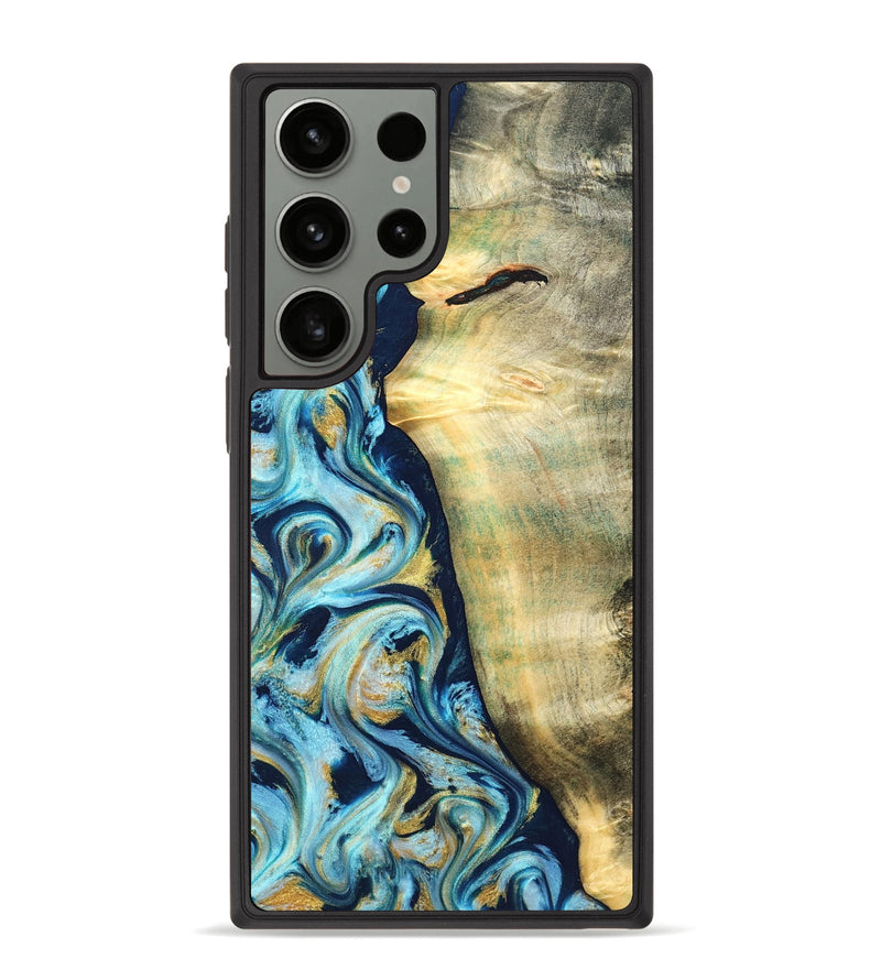 Galaxy S23 Ultra Wood Phone Case - Orval (Teal & Gold, 822322)