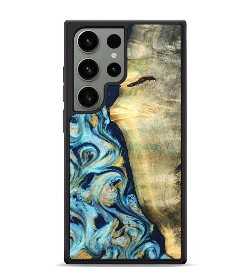 Galaxy S24 Ultra Wood Phone Case - Orval (Teal & Gold, 822322)
