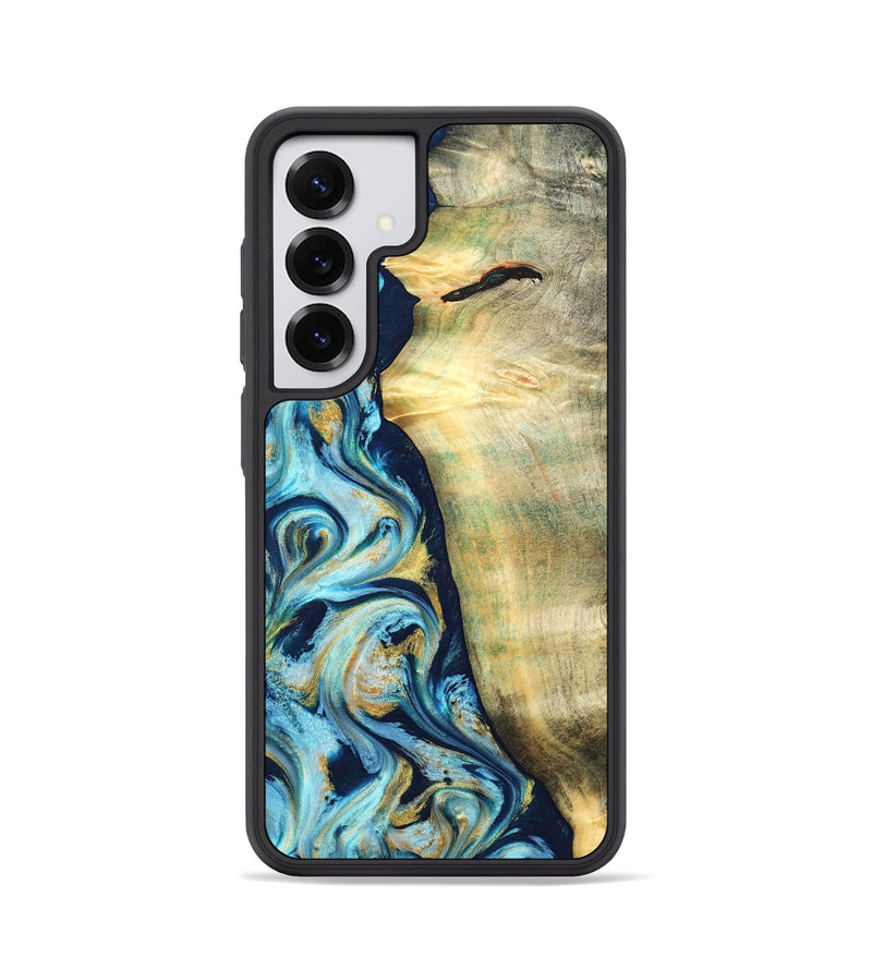 Galaxy S25 Wood Phone Case - Orval (Teal & Gold, 822322)