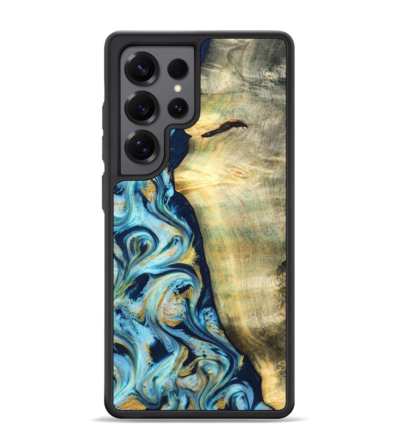 Galaxy S25 Ultra Wood Phone Case - Orval (Teal & Gold, 822322)