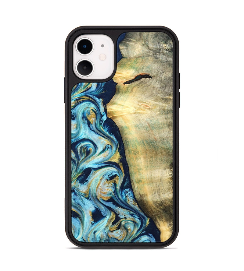 iPhone 11 Wood Phone Case - Orval (Teal & Gold, 822322)