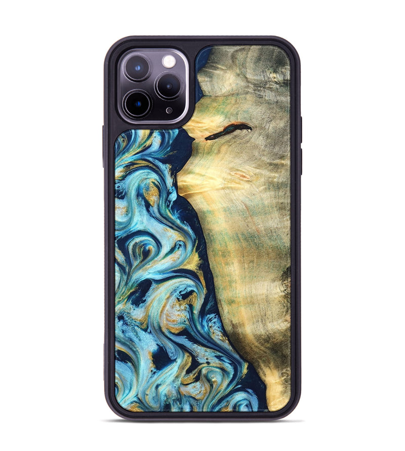 iPhone 11 Pro Max Wood Phone Case - Orval (Teal & Gold, 822322)
