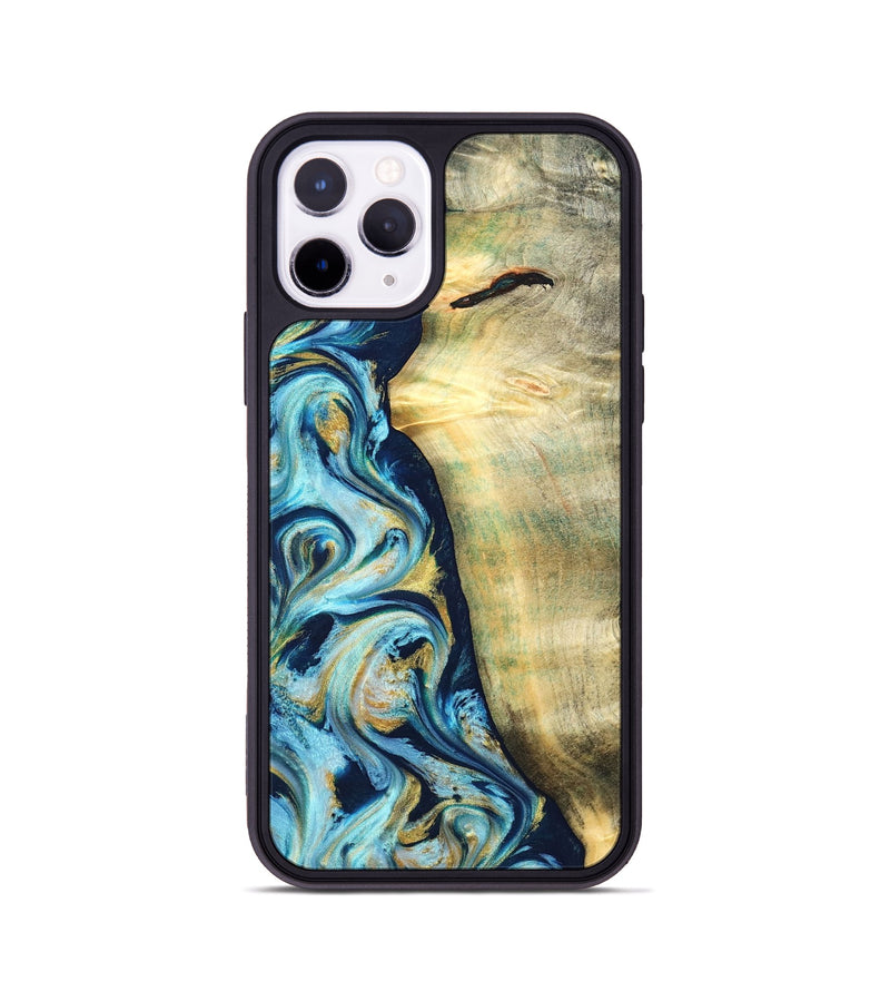 iPhone 11 Pro Wood Phone Case - Orval (Teal & Gold, 822322)