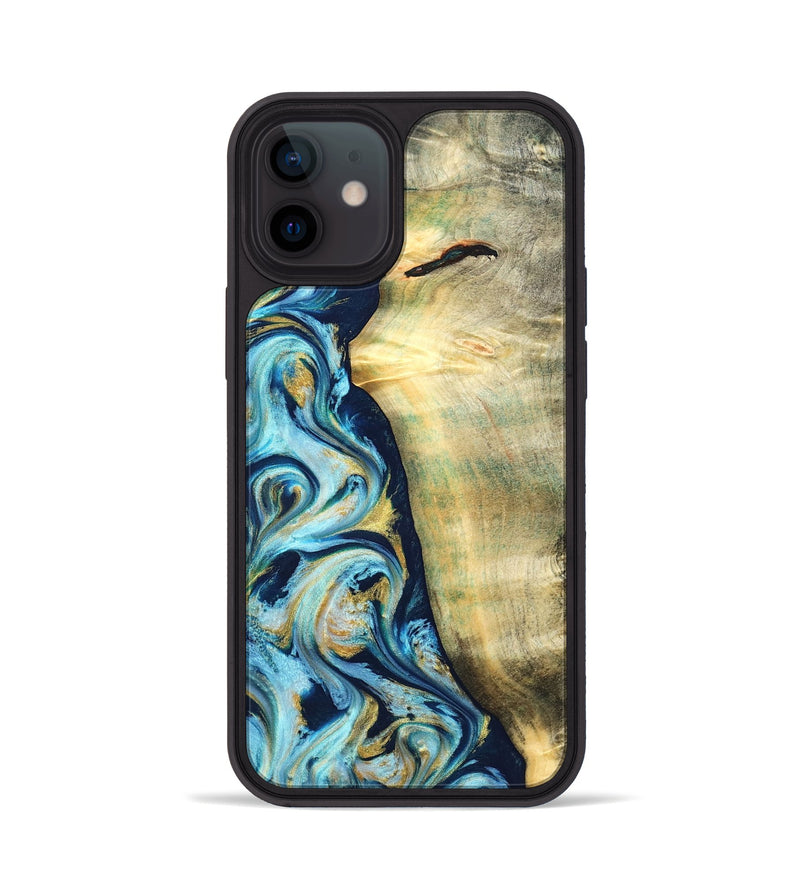 iPhone 12 Wood Phone Case - Orval (Teal & Gold, 822322)