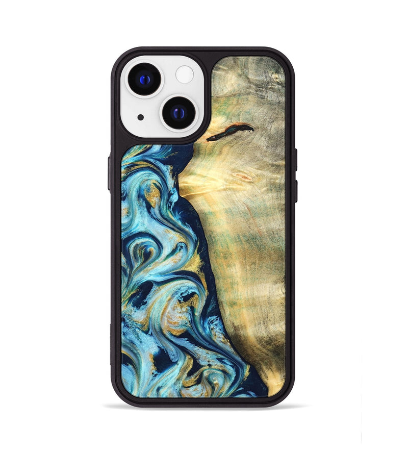 iPhone 13 Wood Phone Case - Orval (Teal & Gold, 822322)