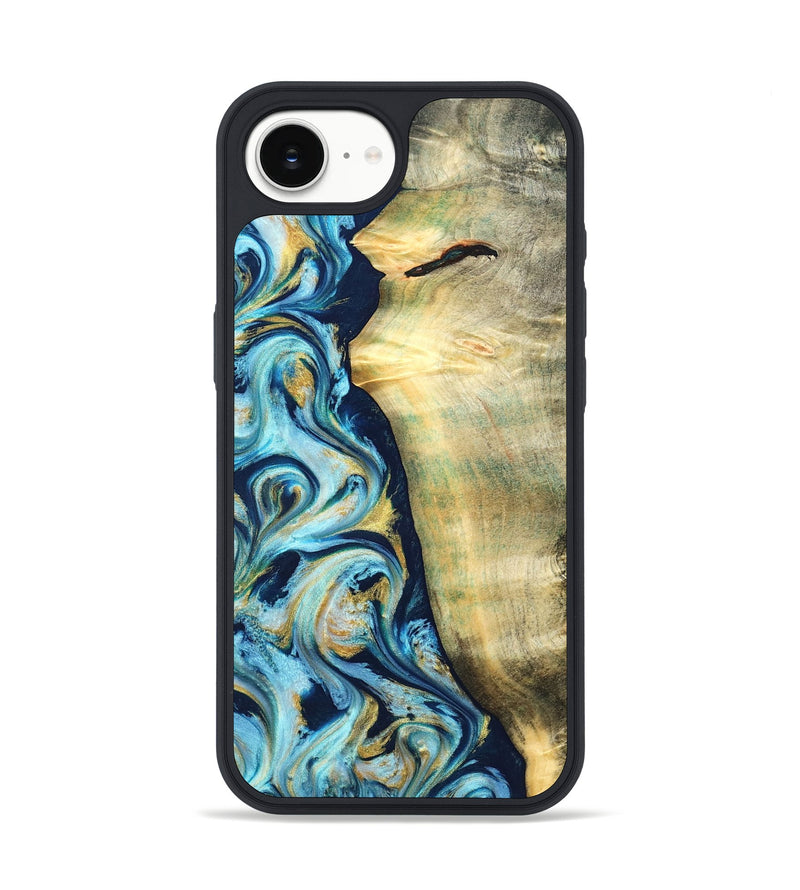 iPhone 16e Wood Phone Case - Orval (Teal & Gold, 822322)
