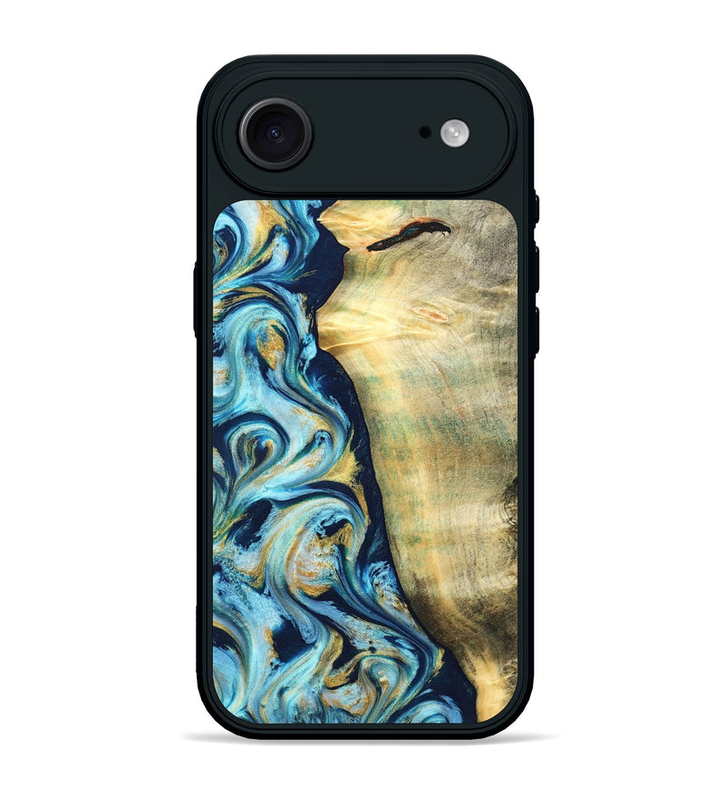 iPhone 17 Air Wood Phone Case - Orval (Teal & Gold, 822322)