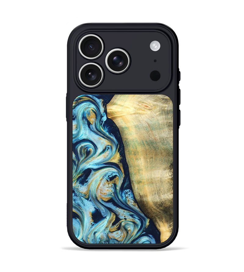 iPhone 17 Pro Wood Phone Case - Orval (Teal & Gold, 822322)