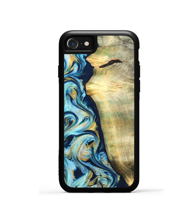 iPhone SE Wood Phone Case - Orval (Teal & Gold, 822322)